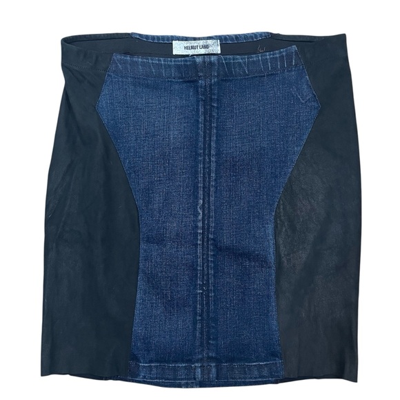 NWT Helmut Lang Mini Skirt 8 Edgy Worker Denim Suede Contemporary Indigo Alt - Picture 1 of 13